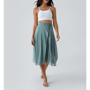 Halara High Waisted Drawstring Mesh Flowy Midi Flare Skirt. Size 1X. NWT.